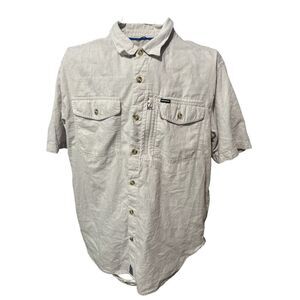 SOLD OUT Nice grey Patagonia  Shirt Mens size large Gray plain Zip Pocket Fishin